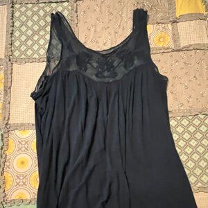 Teal Tank Style Blouse with Chiffon Floral Details